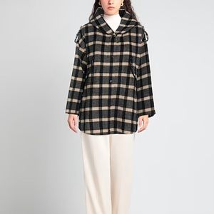 NWT Maje Wool Check Coat